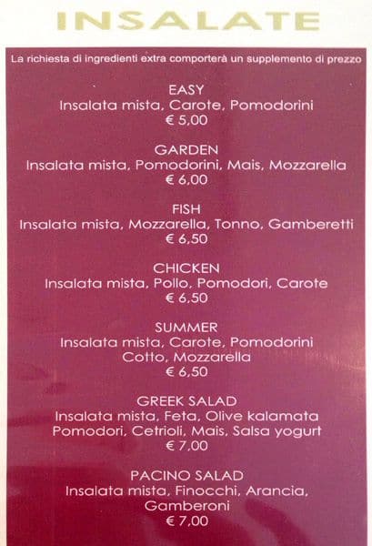 Menu di Pacino Cafè 