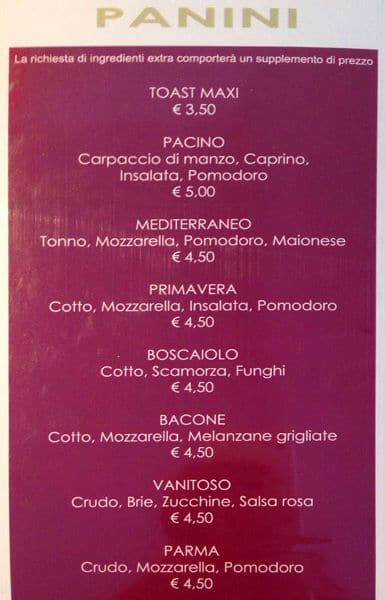 Menu di Pacino Cafè 