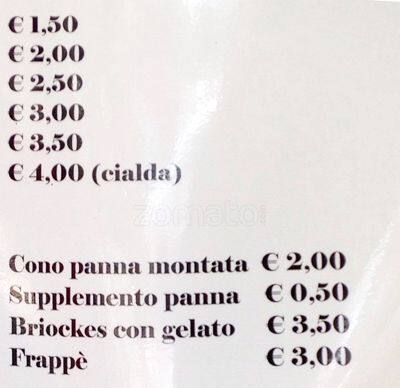 Menu di Gelateria Extra 