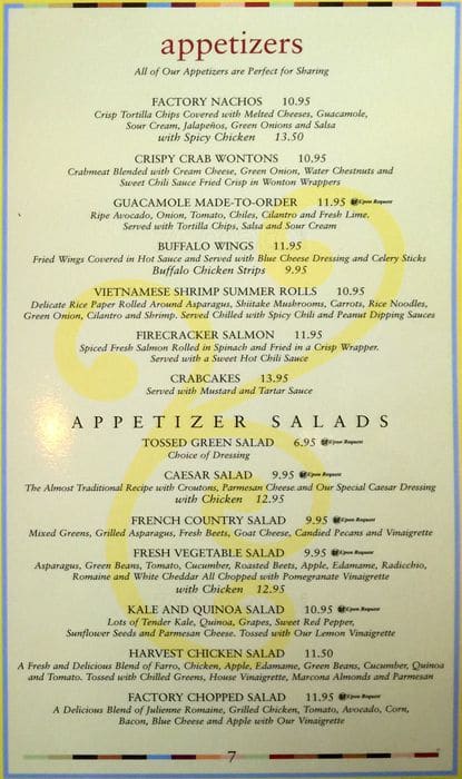 The Cheesecake Factory Menu, Menu for The Cheesecake Factory, Southlake ...