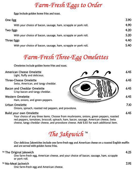 Jake's Eatery Menu, Menu for Jake's Eatery, Richboro, Bucks County