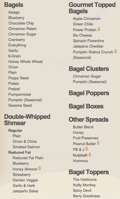 Einstein Bros. Bagels Menu, Menu for Einstein Bros. Bagels, Downtown ...