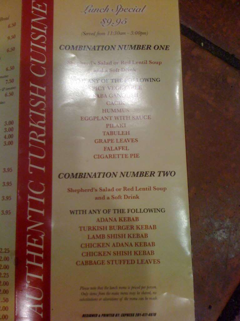 Turkish Kitchen menu