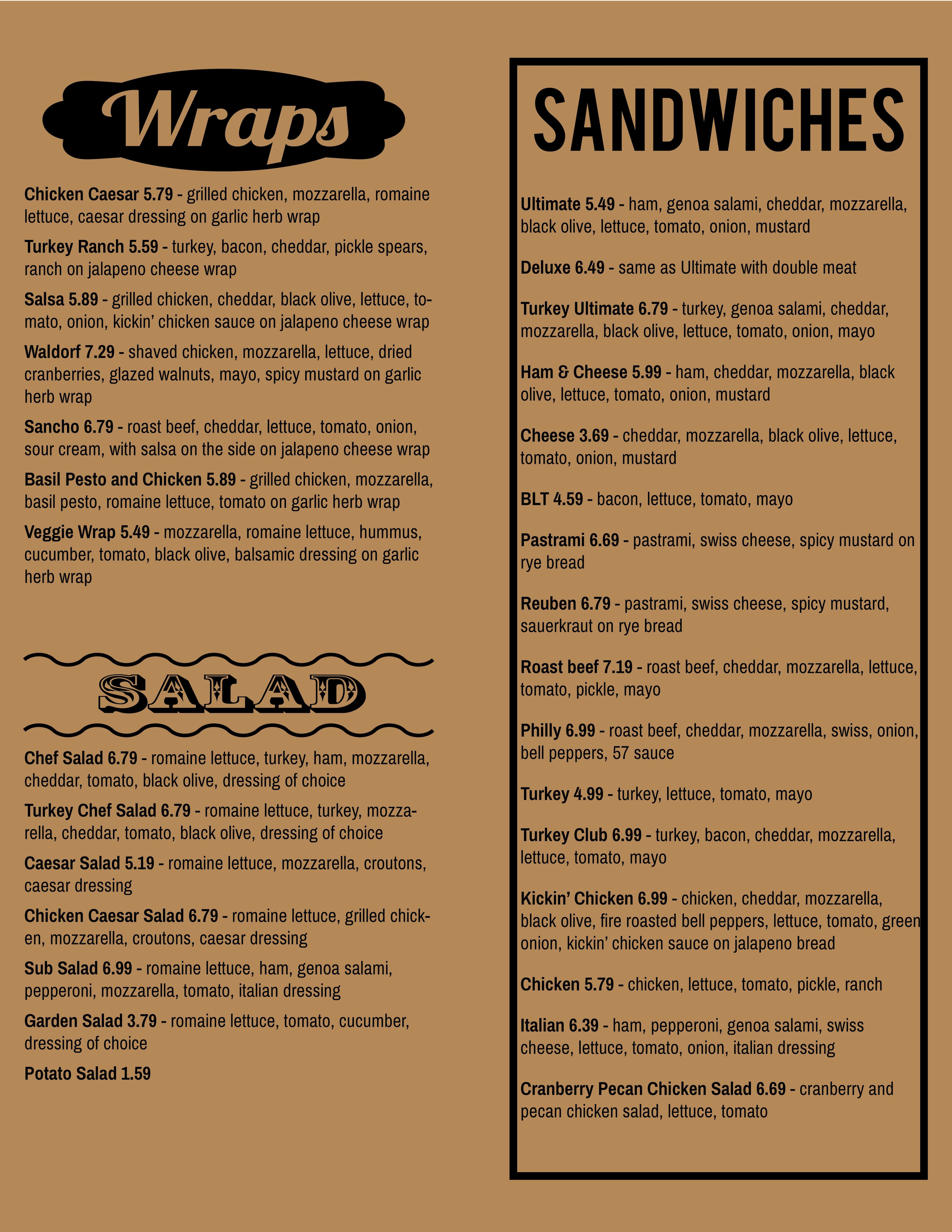 Menu at Heavenly Buns restaurant, Ada