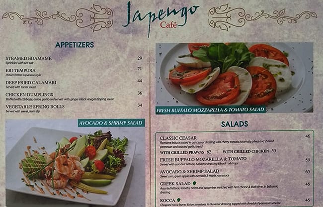 Japengo Cafe Menu Menu For Japengo Cafe Trade Centre Area Dubai