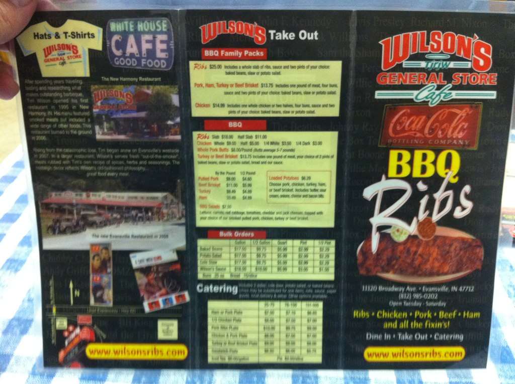 Wilsons cafe Menü, Wilsons cafe, Evansville, Evansville için Menü