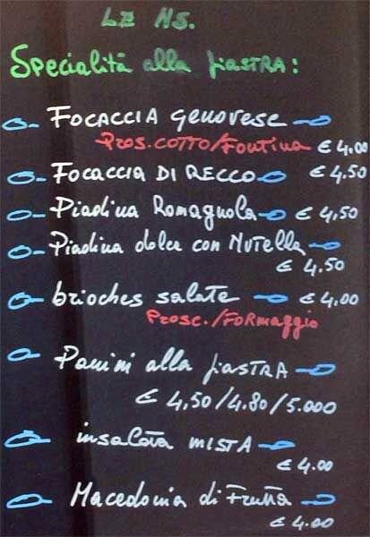 Menu di Bar Caffetteria San Barnaba 