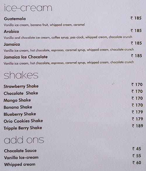Caffe Pascucci menu