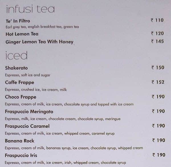 Caffe Pascucci menu