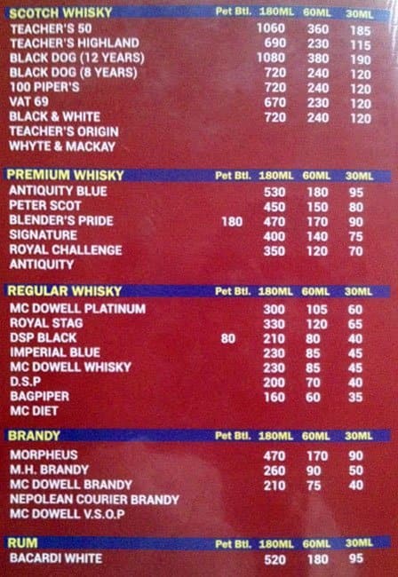Atithi Family Bar & Restaurant menu
