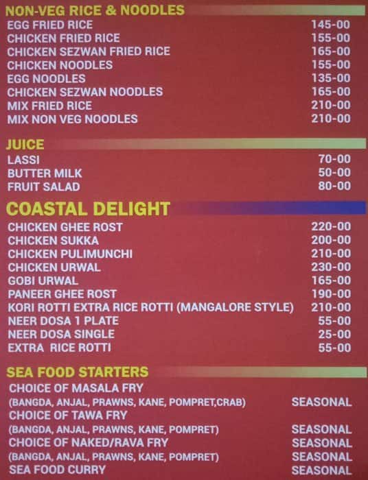 Atithi Family Bar & Restaurant menu