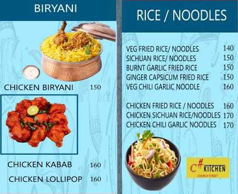 C Sharp Kitchen menu