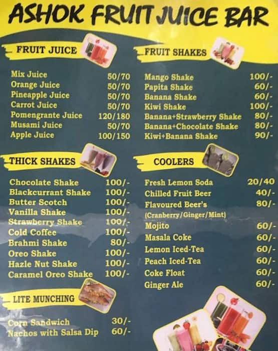 Ashok Fruit Juice menu