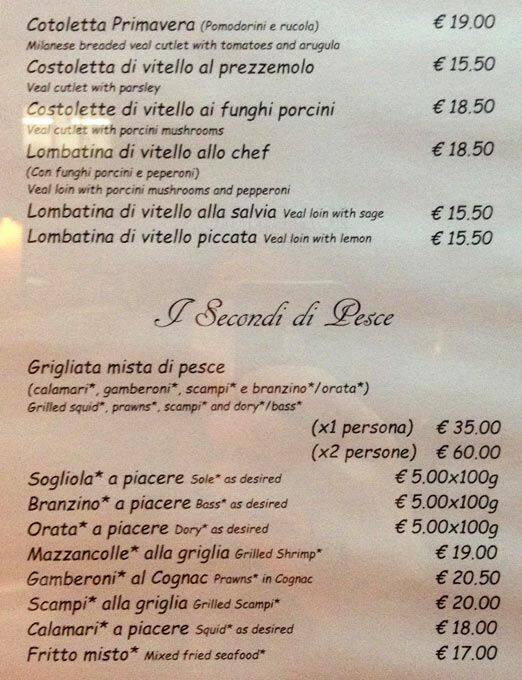 Menu di Ristorante Ambra Bar 