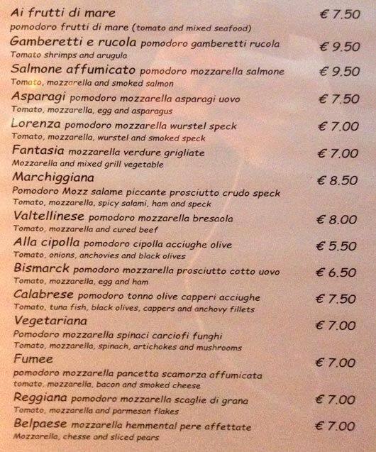Menu di Ristorante Ambra Bar 