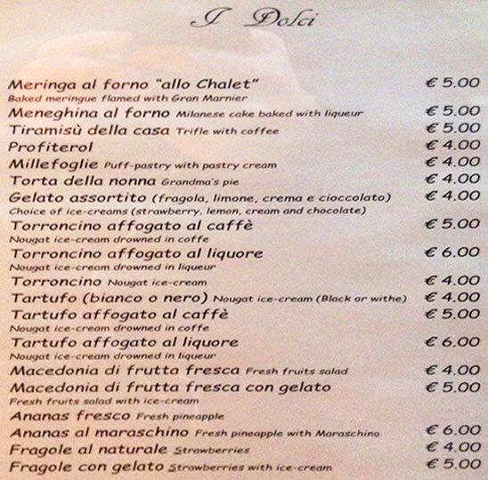 Menu di Ristorante Ambra Bar 