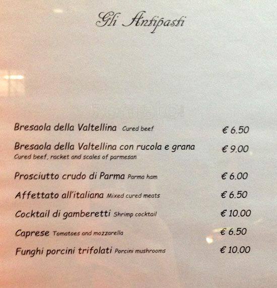 Menu di Ristorante Ambra Bar 
