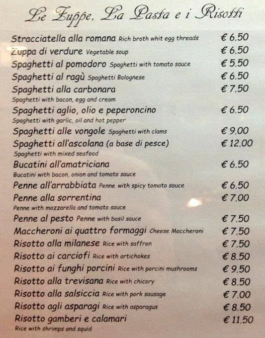 Menu di Ristorante Ambra Bar 