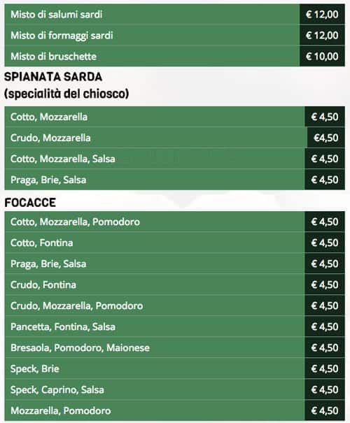 Menu di Sergio & Efisio 