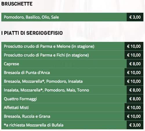 Menu di Sergio & Efisio 
