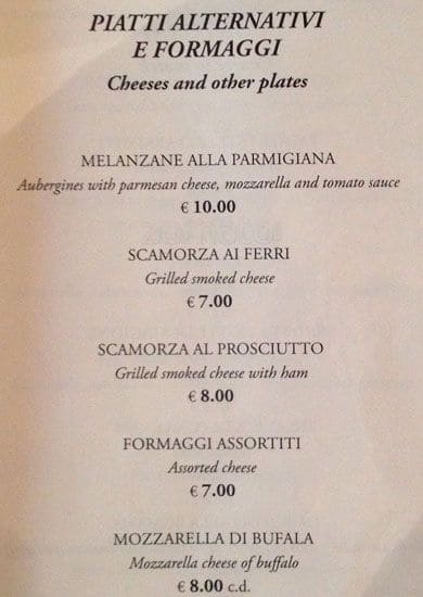 Menu di Ristorante Agostino Alla Pergola 