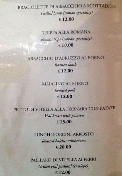 Menu di Ristorante Agostino Alla Pergola 