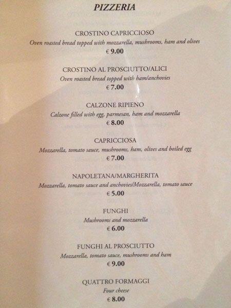 Menu di Ristorante Agostino Alla Pergola 