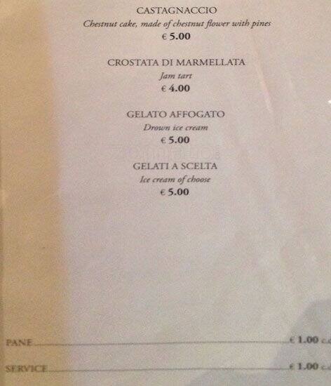 Menu di Ristorante Agostino Alla Pergola 