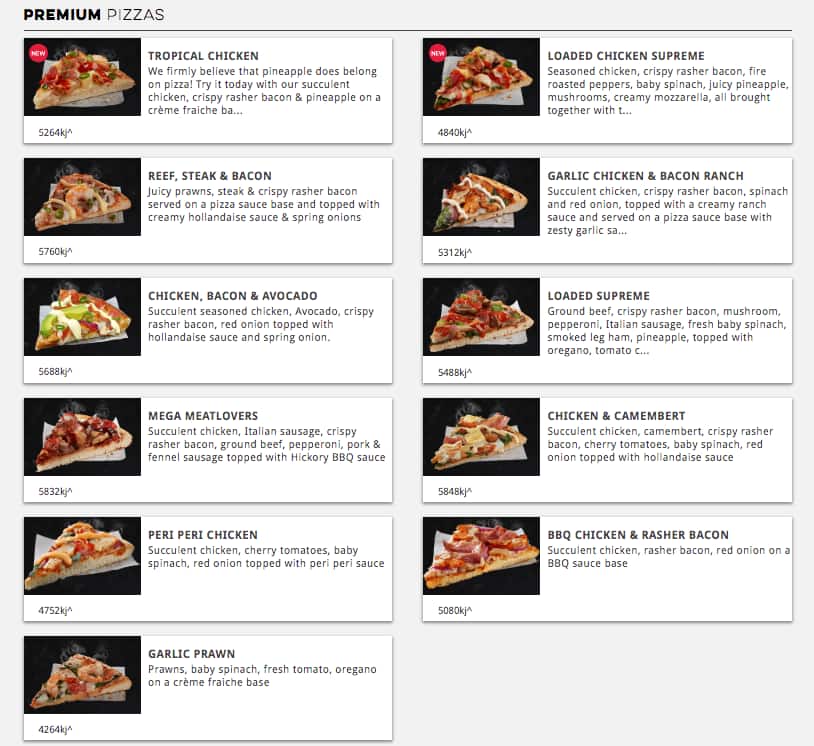 Menu at Domino's Pizza Thornlie (WA) pizzeria, Huntingdale