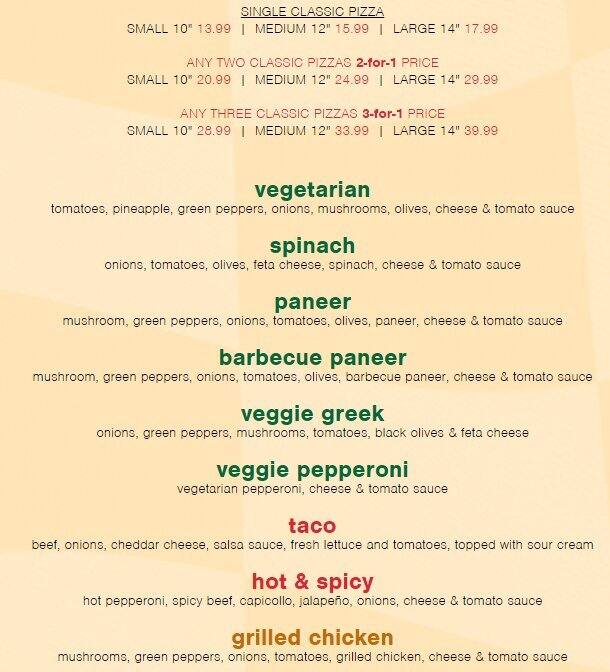 Pizza Factory Menu, Menu for Pizza Factory, Steveston, Richmond