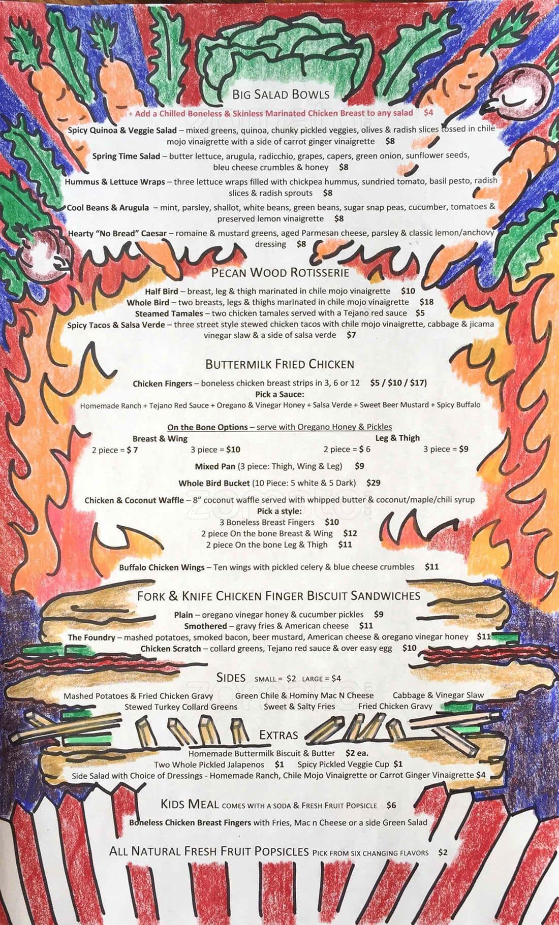 Chicken Scratch Menu, Menu for Chicken Scratch, West Dallas, Dallas