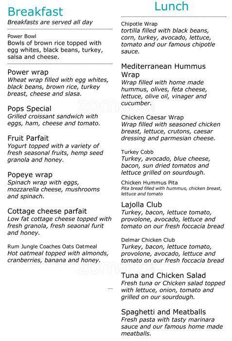Rum Jungle Cafe Menu For Pacific Beach San Rum Jungle Cafe Pacific Beach Menu
