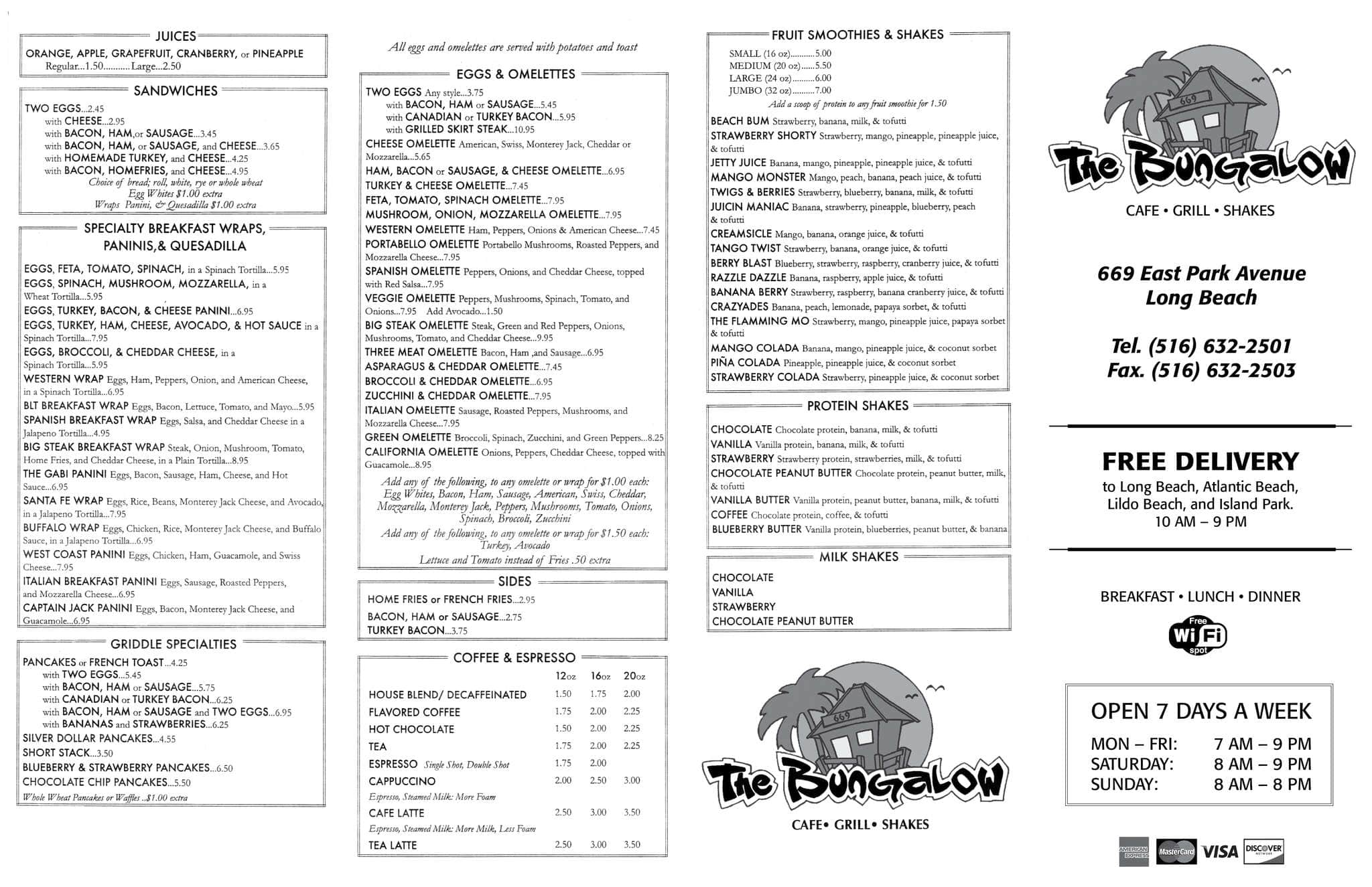 The Bungalow Menu Menu For The Bungalow Long Beach Long