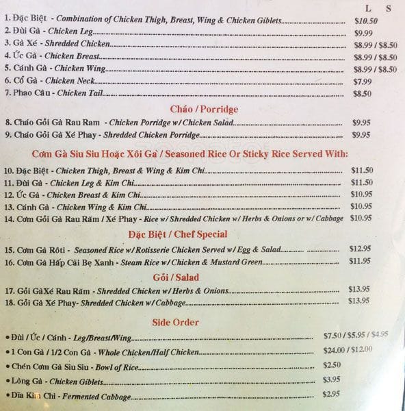 Pho Ga Nha Menu, Menu for Pho Ga Nha, South San Jose, San Jose