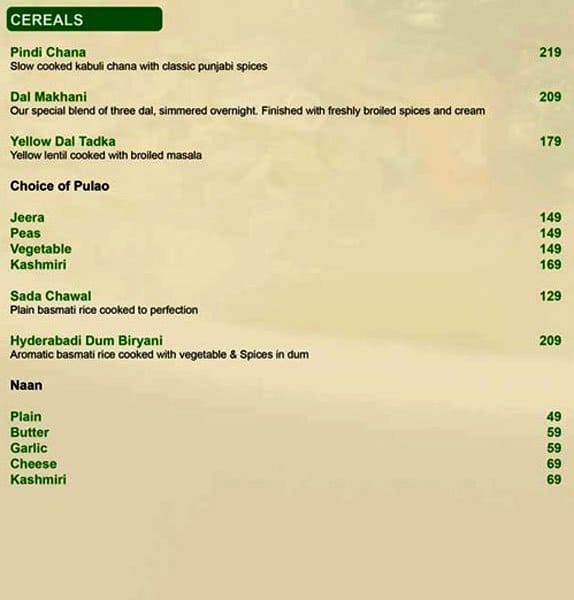 Vegout menu