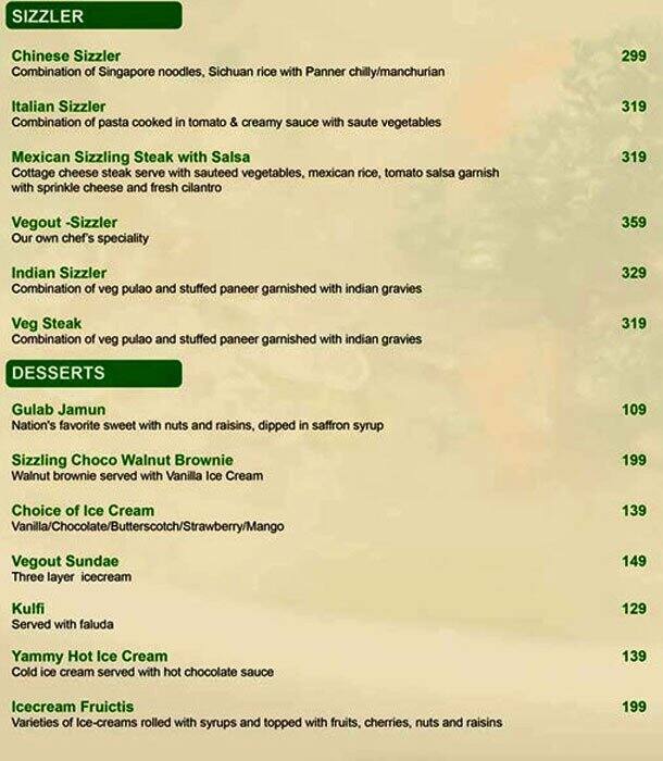 Vegout menu