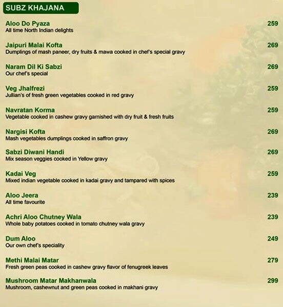 Vegout menu