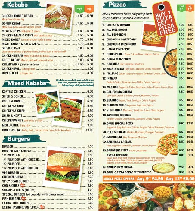 Onur Kebab House Menu, Menu for Onur Kebab House, Edmonton, London ...