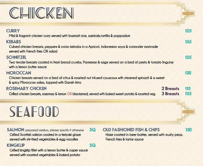 JB Rivers menu