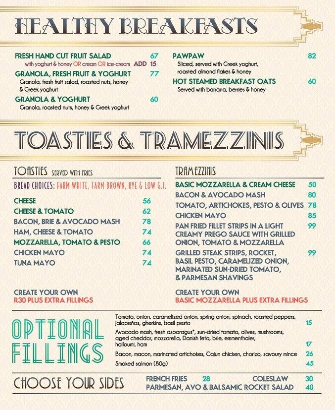 JB Rivers menu