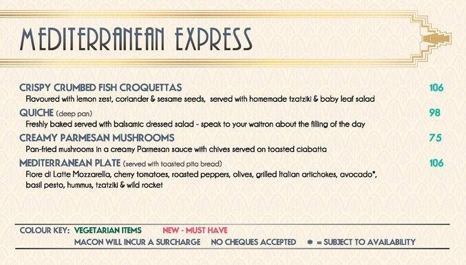 JB Rivers menu
