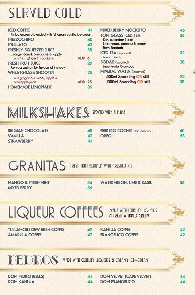 JB Rivers menu