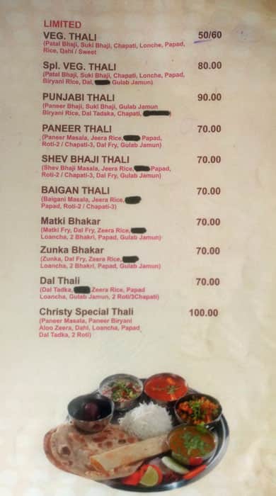 Christy Restaurant menu