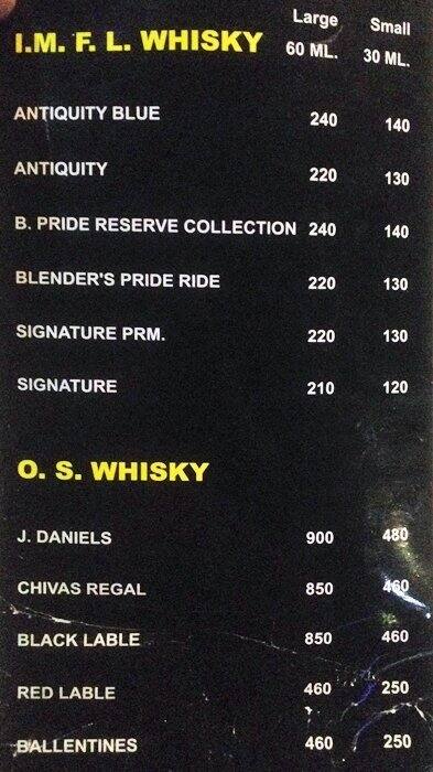 Sunset Bar & Restaurant menu