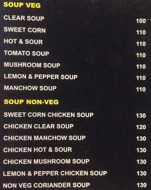 Sunset Bar & Restaurant menu