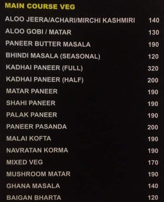 Sunset Bar & Restaurant menu