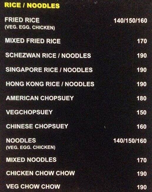 Sunset Bar & Restaurant menu