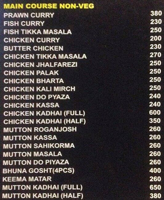 Sunset Bar & Restaurant menu