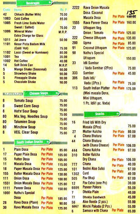 Nathu's Sweets Menu, Menu untuk Nathu's Sweets, Connaught Place, New ...