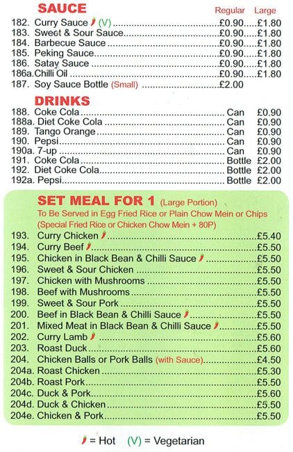 Good Luck Chinese Takeaway Hayes menu